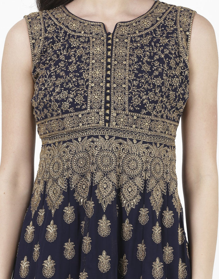 MBZ Meena Bazaar-Navy Blue Georgette Salwar Kameez