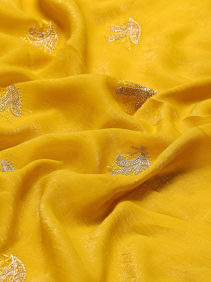 Thread Embroidered Chiffon Saree