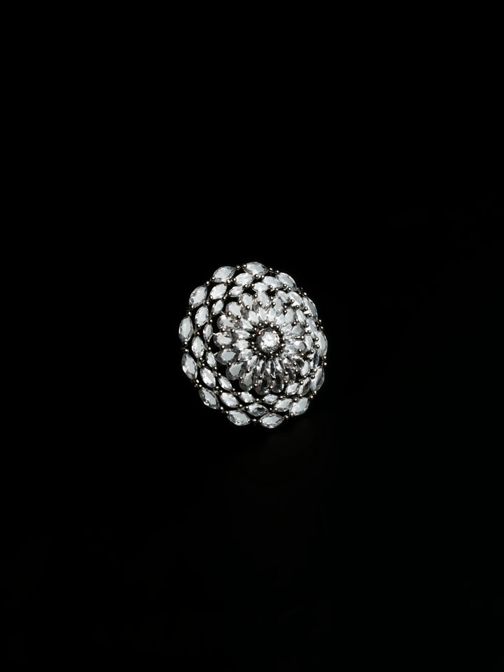 Silver Toned AD Stone Ring