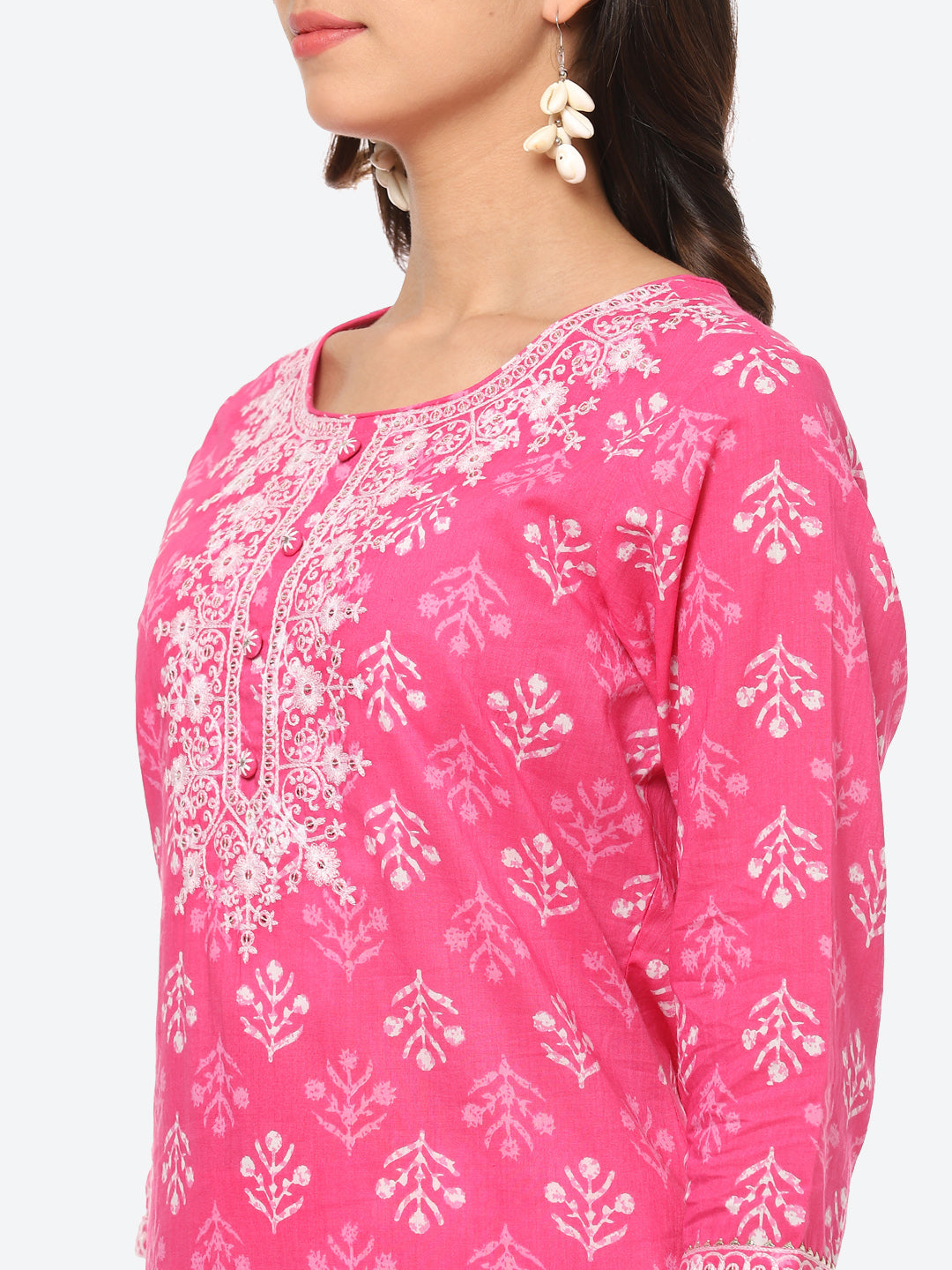 Sequin Work Printed Cotton Kurta With Pant