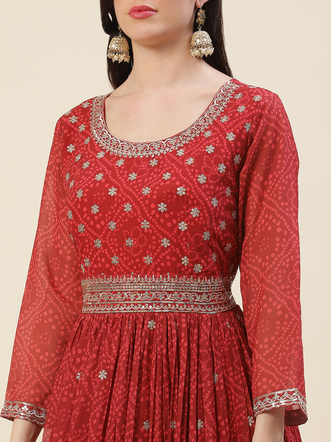 Resham Sequin Booti Georgette Kurta With Dupatta