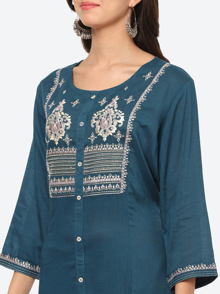 Resham Work Cotton Kurta With Pant