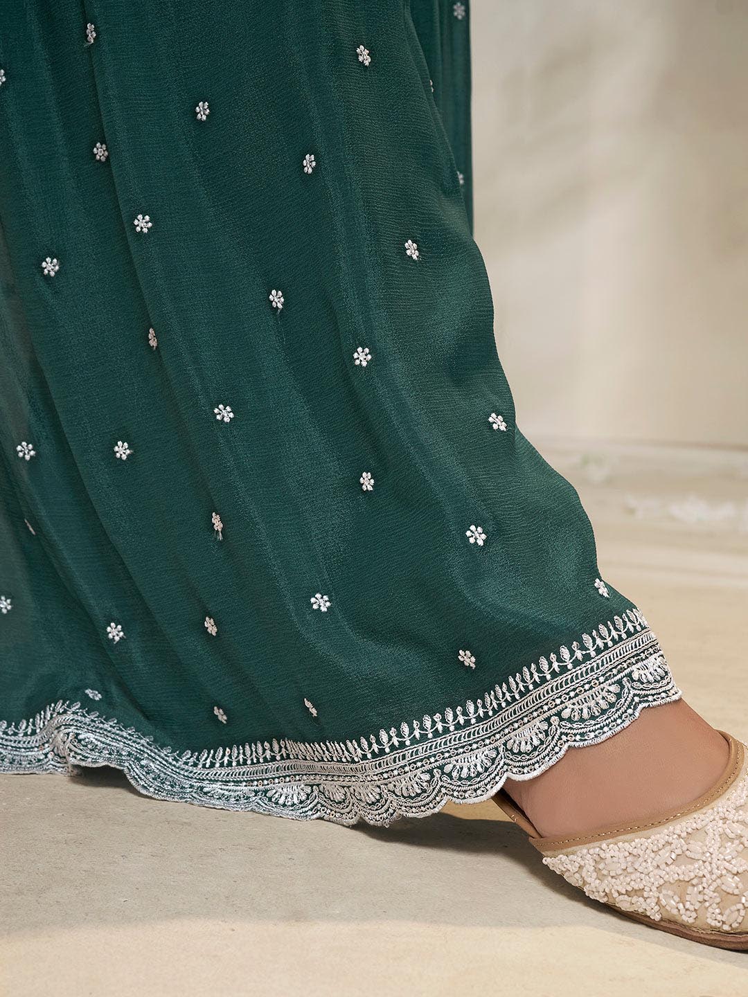 Neck Embroidery Art Silk Kurta With Sharara And Dupatta