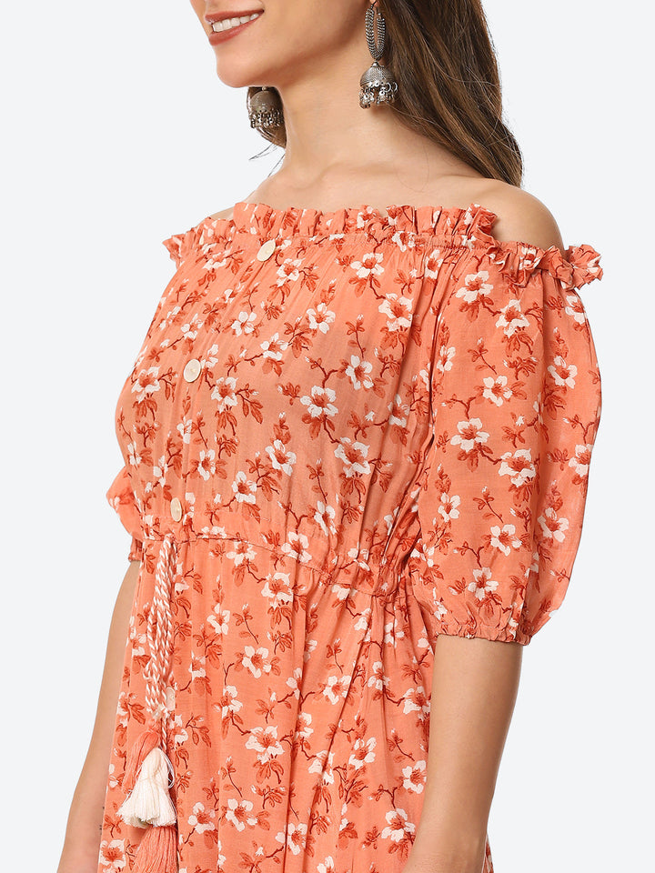 Floral Printed Muslin Kurta