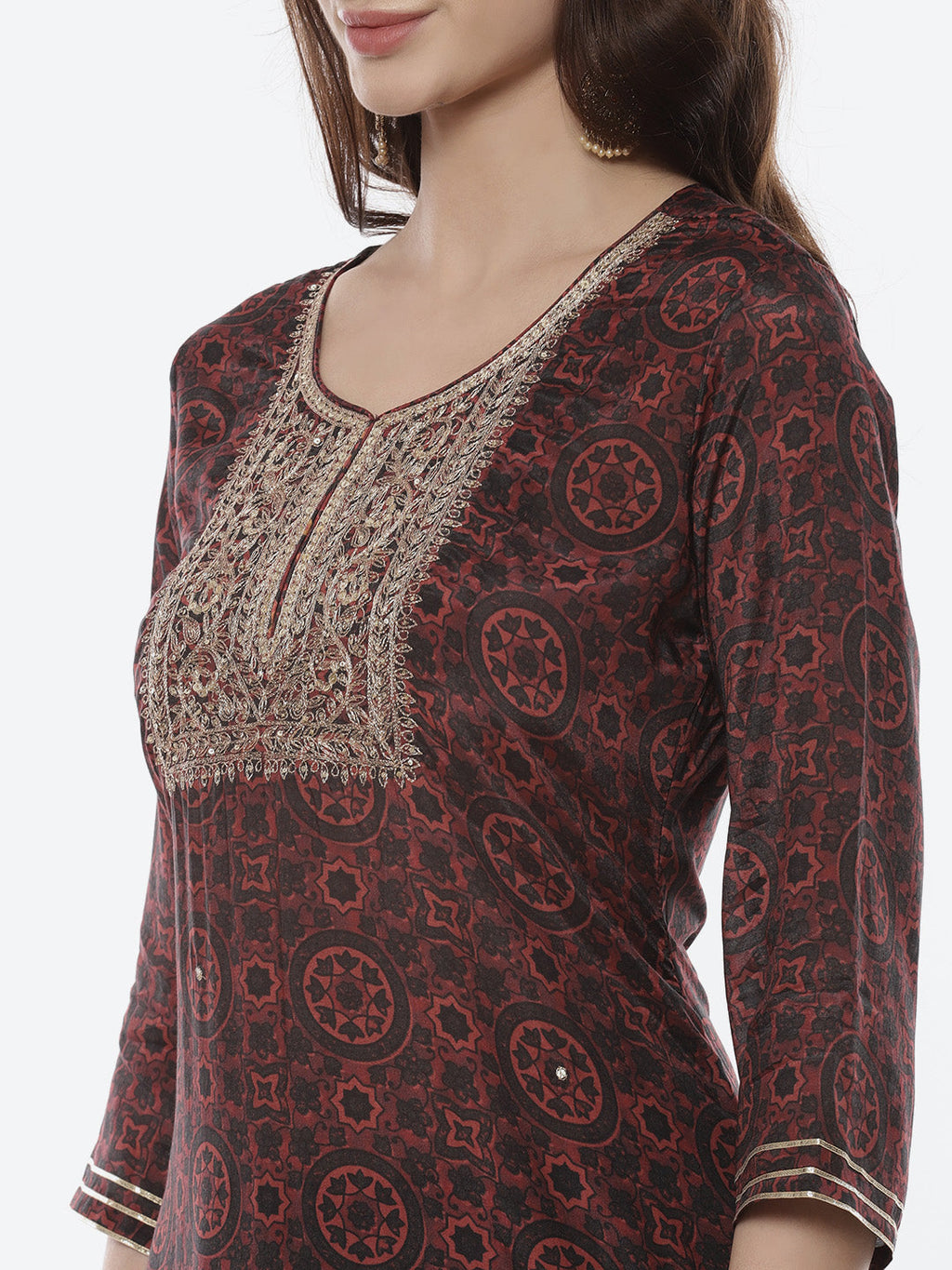 Block Printed Gota Patti Cotton Kurti With Pant