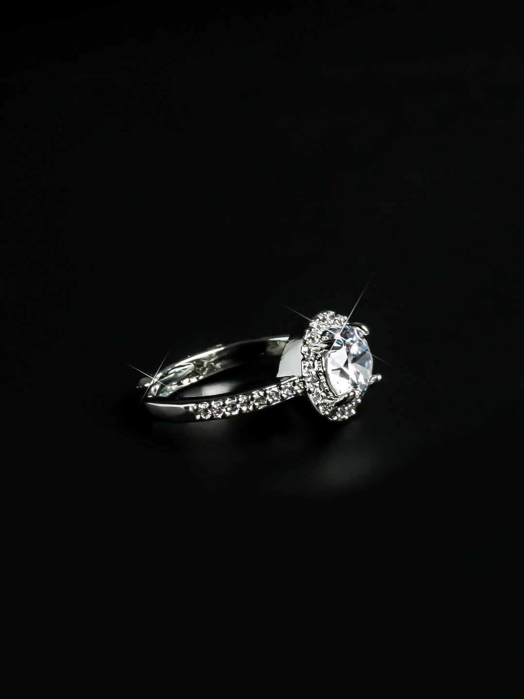 Silver &amp; White AD Stone Ring