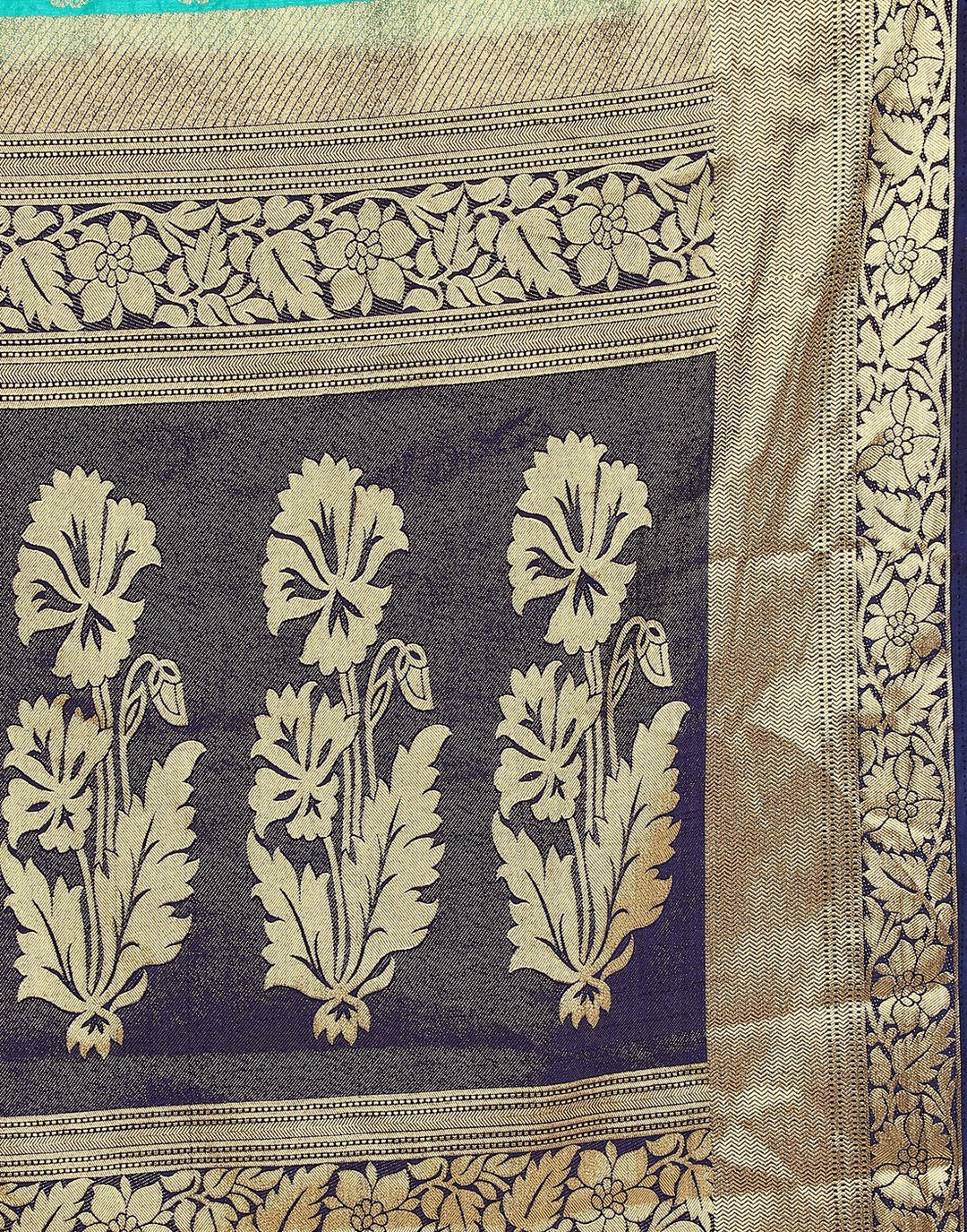 MBZ Meena Bazaar-Sea Green Art Handloom Saree