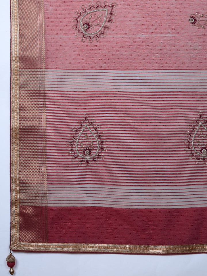 Embroidered Linen Blend Saree