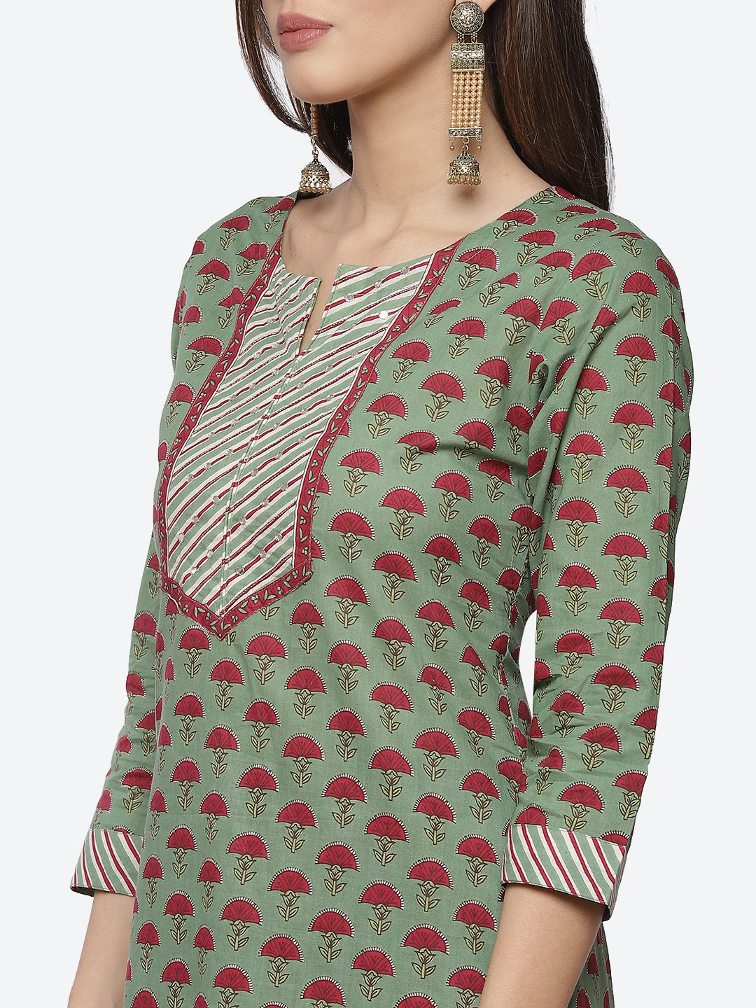 Floral Printed Cotton Kurta With Pant