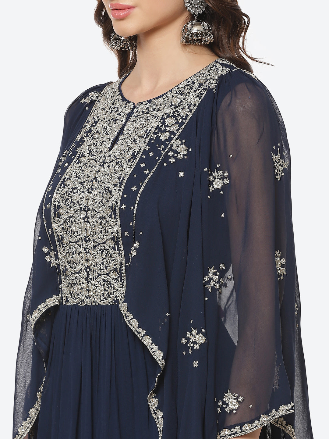 Zari Neck Georgette Stitched Salwar Kameez