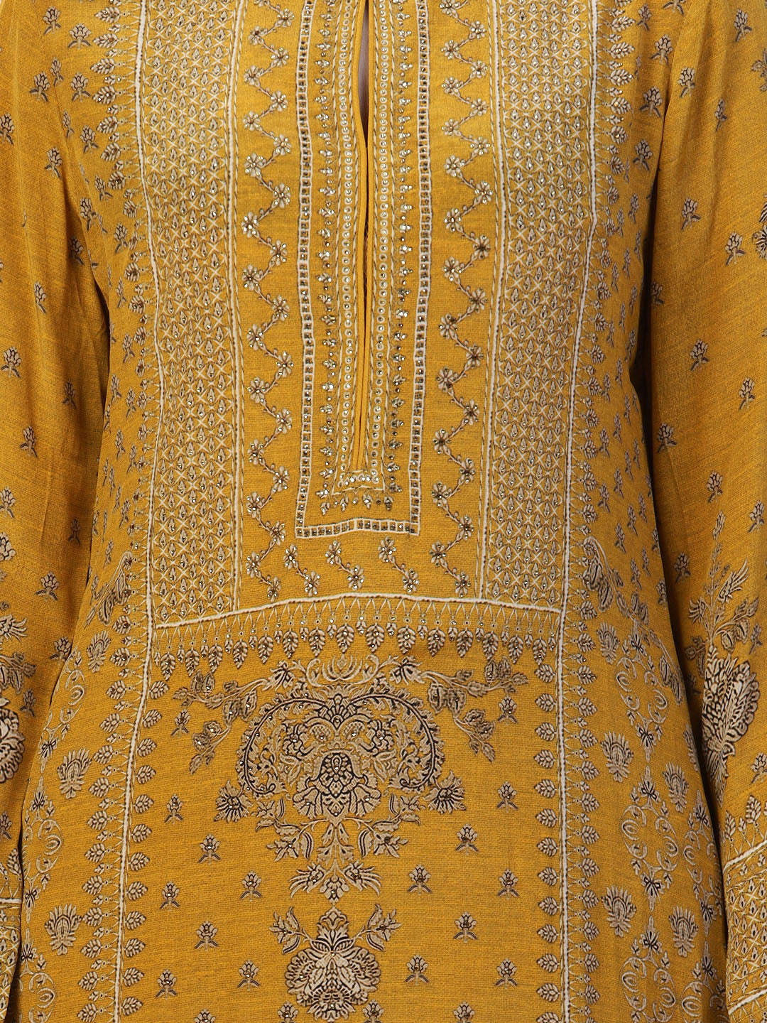 Digital Printed Crepe Kurta With Palazzo &amp; Dupatta
