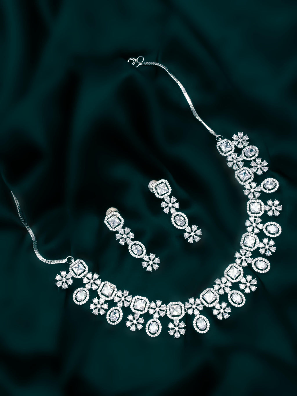 AD Stone Necklace With Earrings