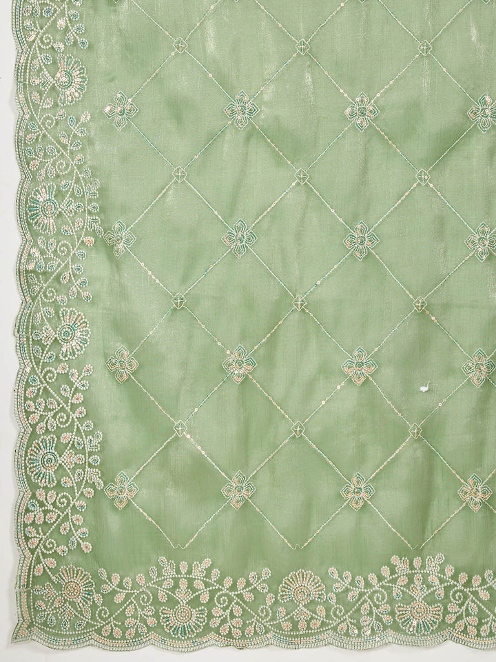 Sequin Embroidered Organza Saree