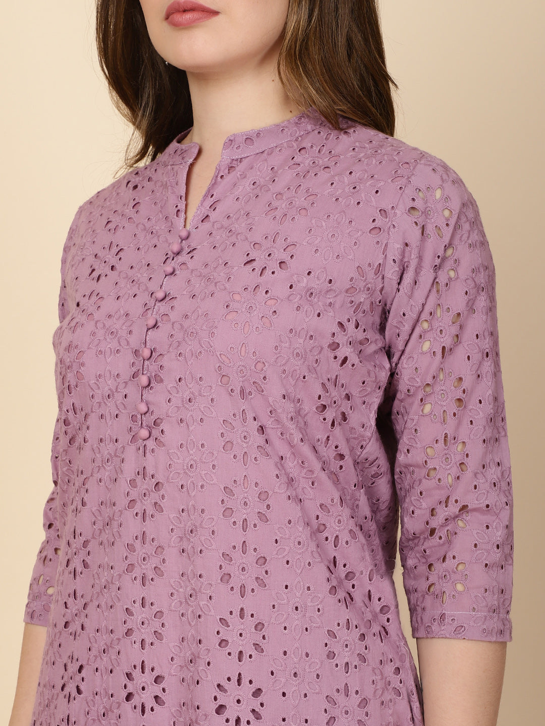 Schiffli Embroidery Cotton kurta With Pants