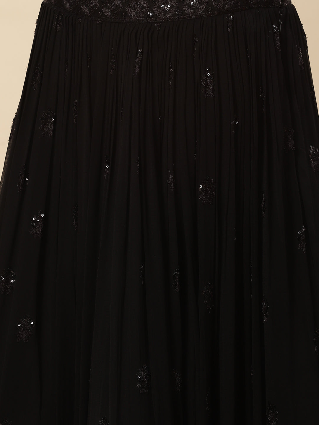 Sequin Embroidered Georgette Choli With Lehenga &amp; Net Dupatta