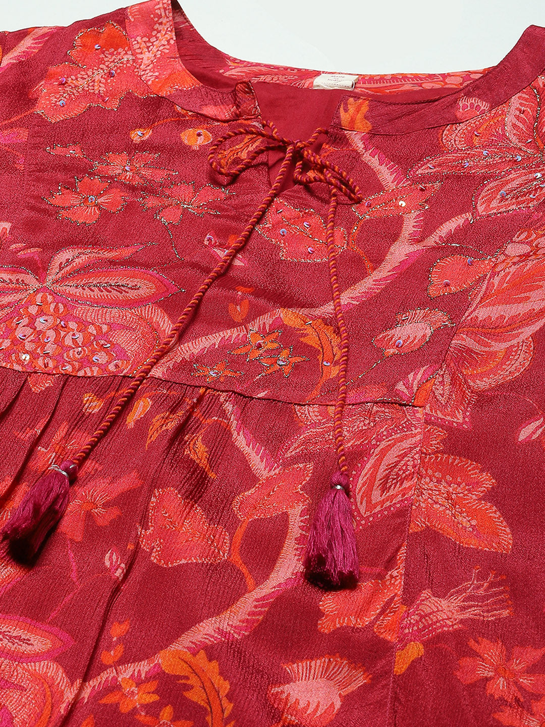 Floral Printed Muslin Kurta With Pants