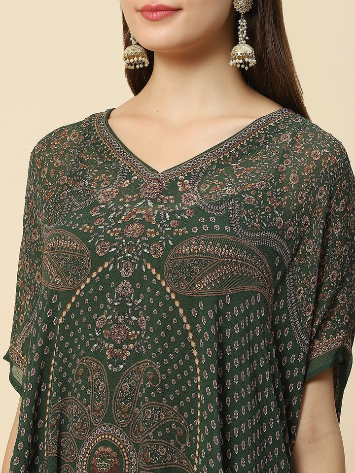 Digital Printed Georgette Kaftan Kurta