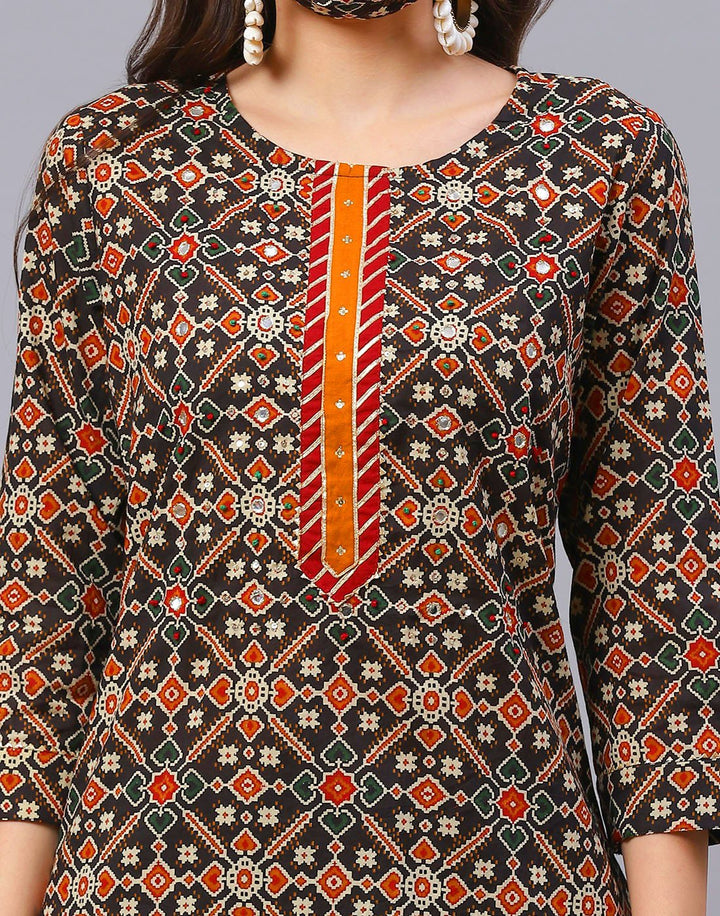 Black Maroon Straight Printed Salwar Kameez Stitched Suit