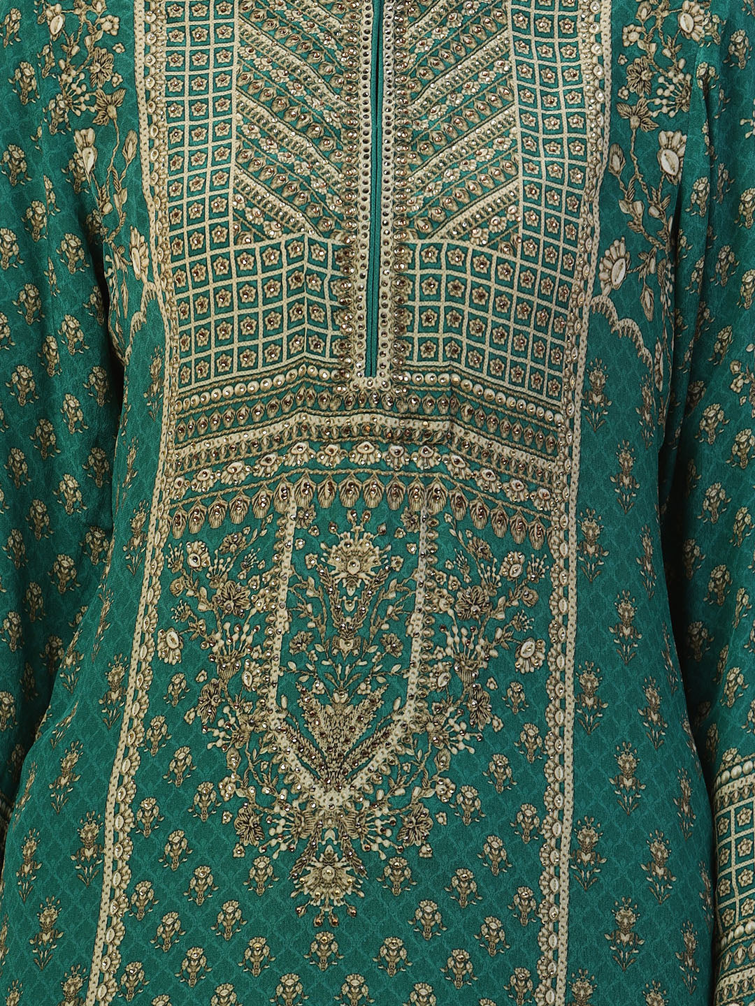 Digital Printed Crepe Kurta With Palazzo &amp; Dupatta