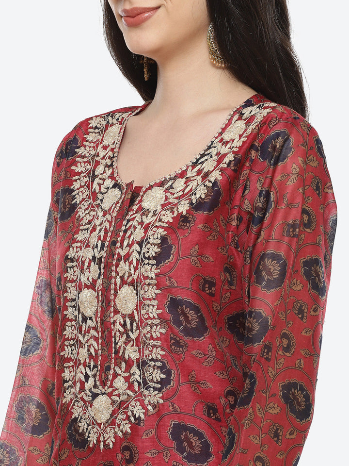 Printed Cotton Chanderi Stitched Salwar Kameez With Dupatta
