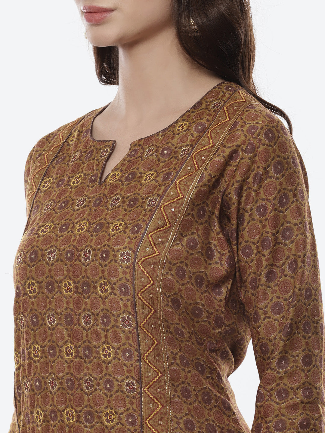 Printed Chanderi Kurti With Pant