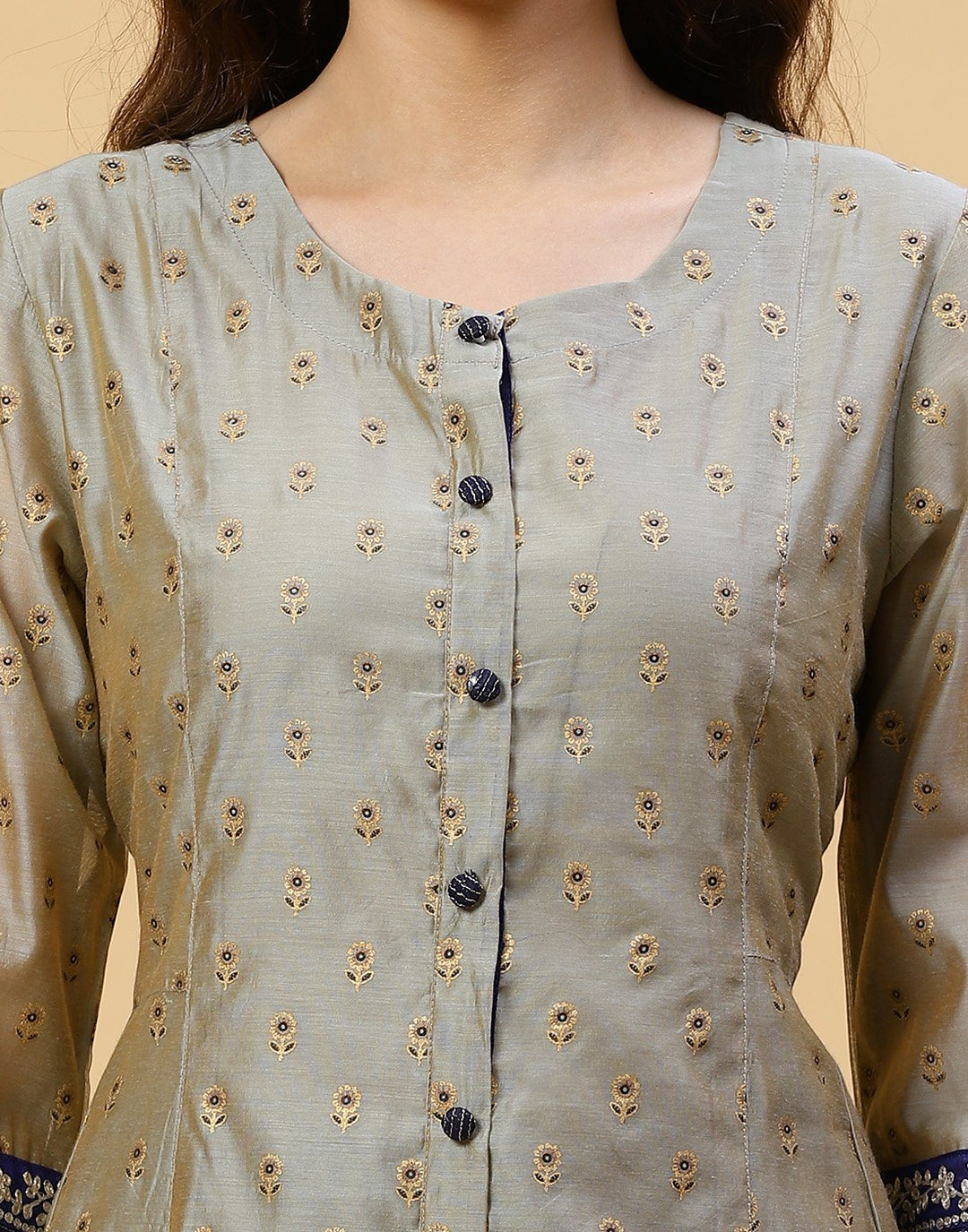 Printed Chanderi Kurti With Printed Palazzo