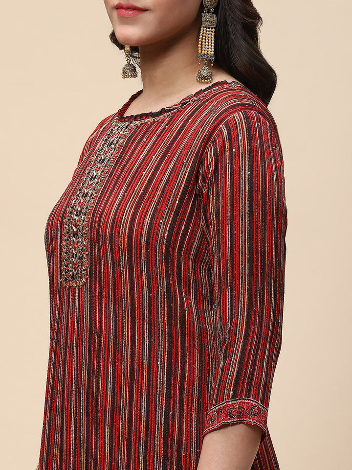 Printed &amp; Sequin Work Georgette Kurta