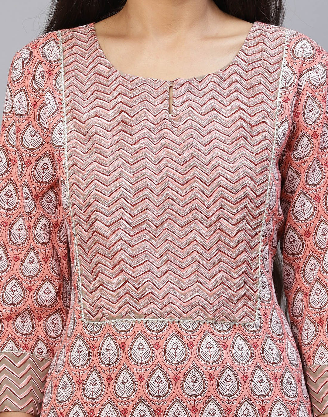 Cotton Printed Kurti Set with Yoke Detail