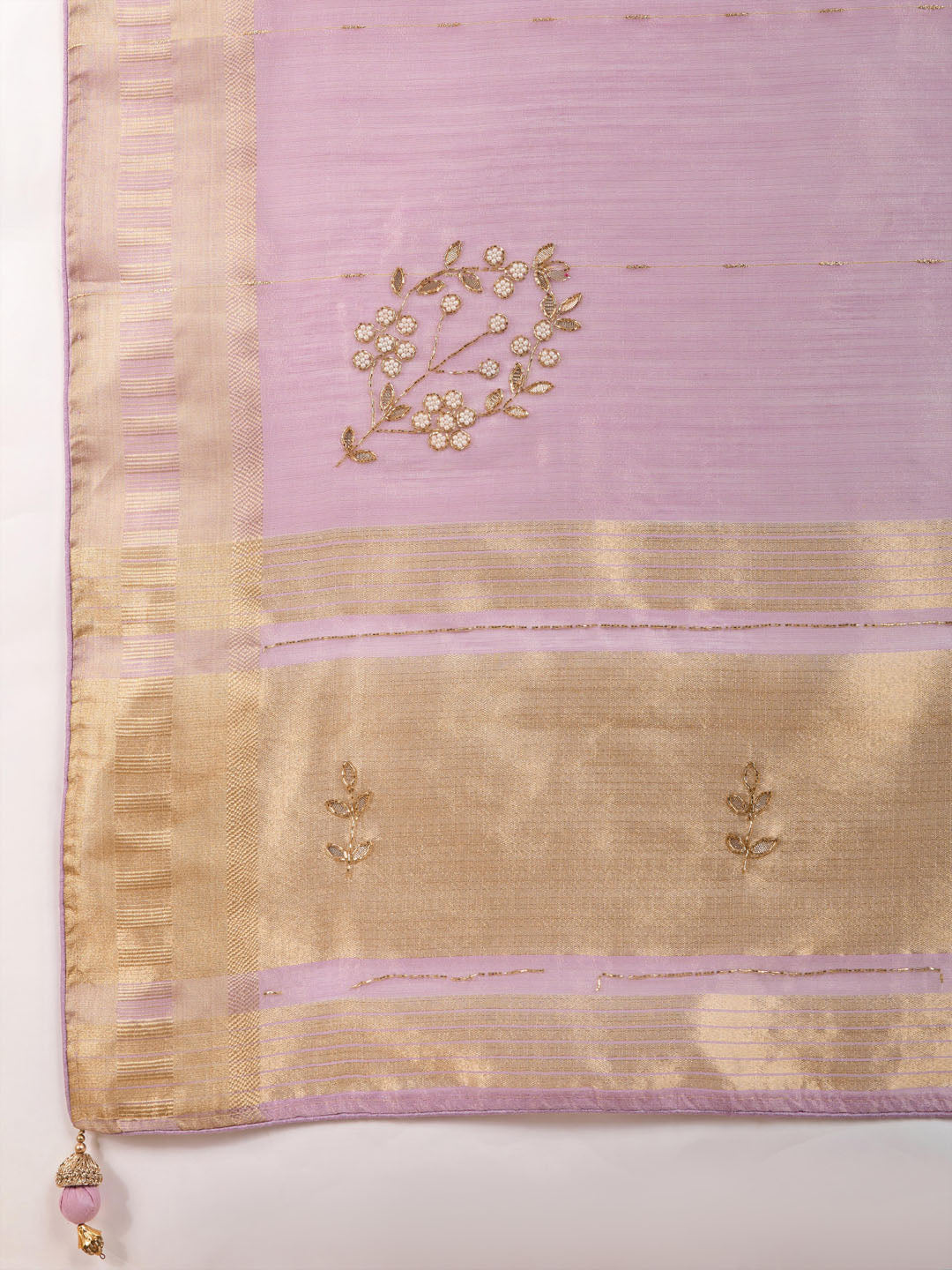 Embroidered Linen Blend Saree