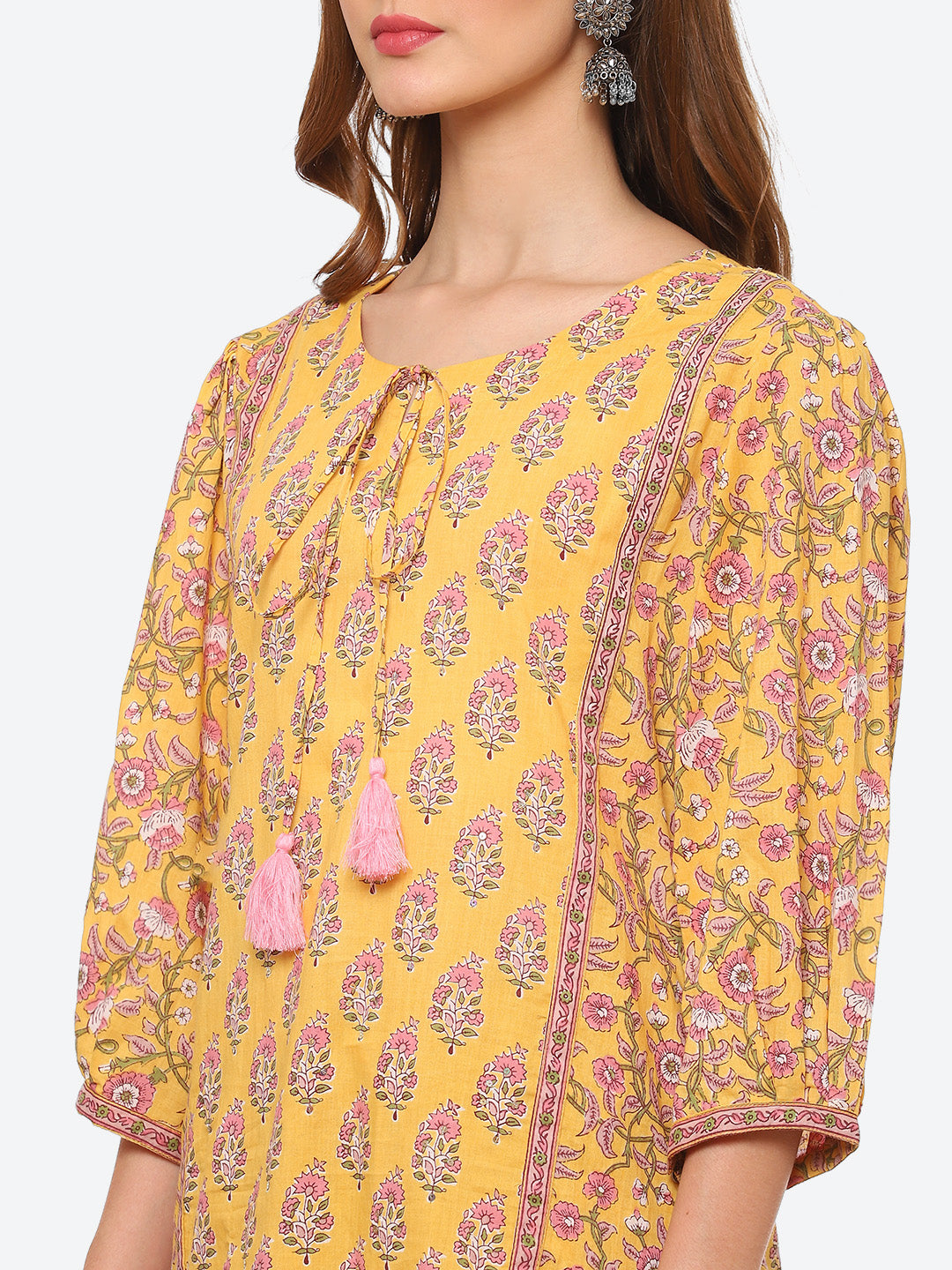 Floral Printed Cotton Kurta With Pant