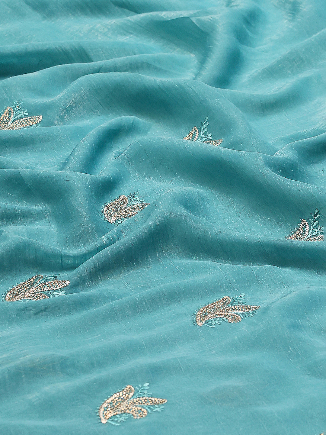 Thread Embroidered Chiffon Saree