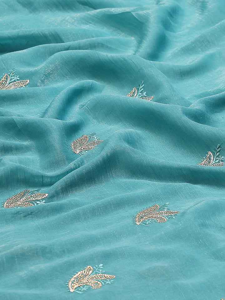 Thread Embroidered Chiffon Saree
