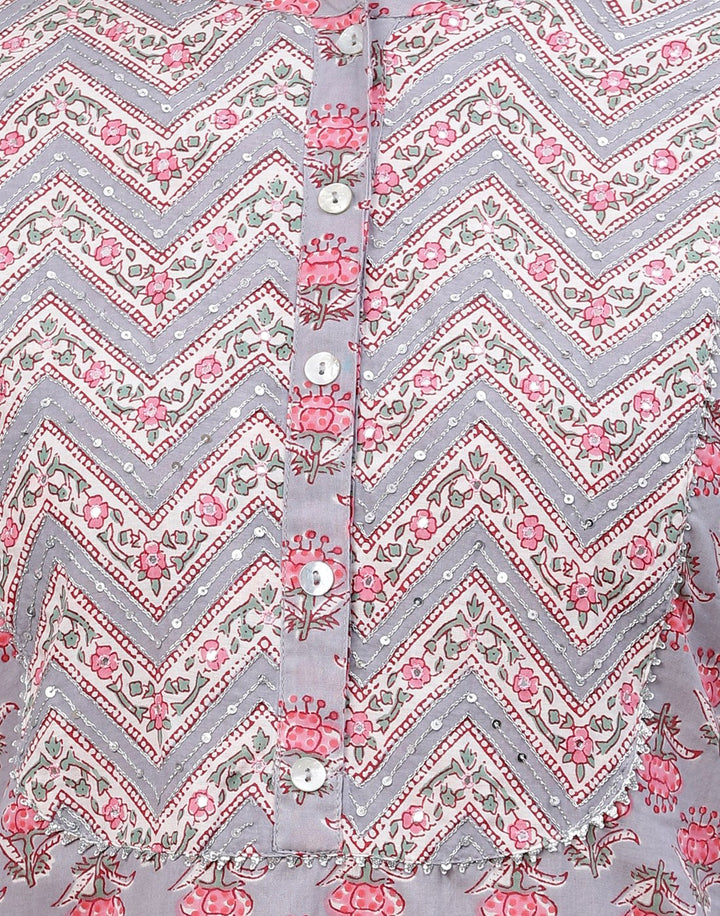Printed Cotton Kurti with Afgani Pant