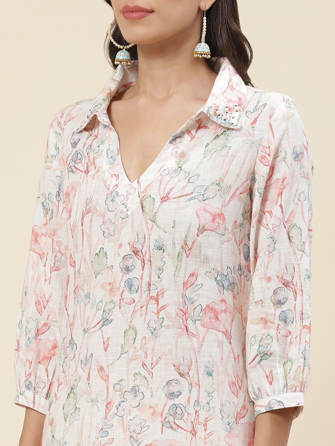 Floral Printed Muslin Kurta