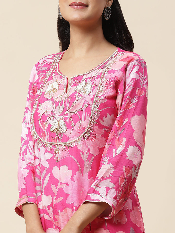 Printed Muslin Kurta With Pants