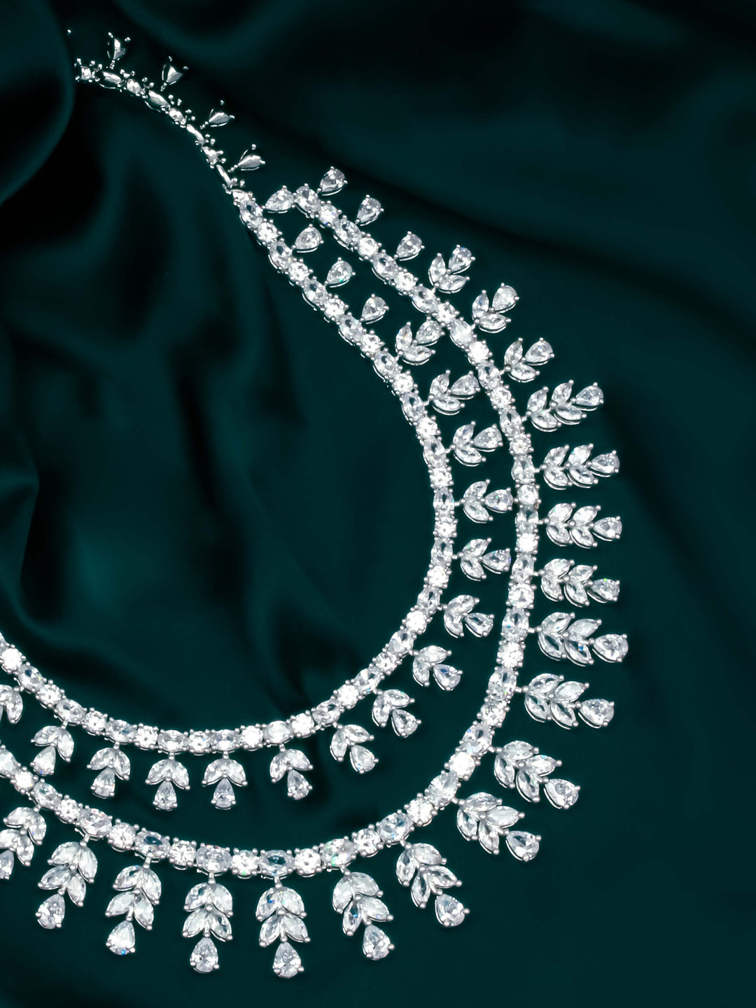AD Silver Necklace With Earrings