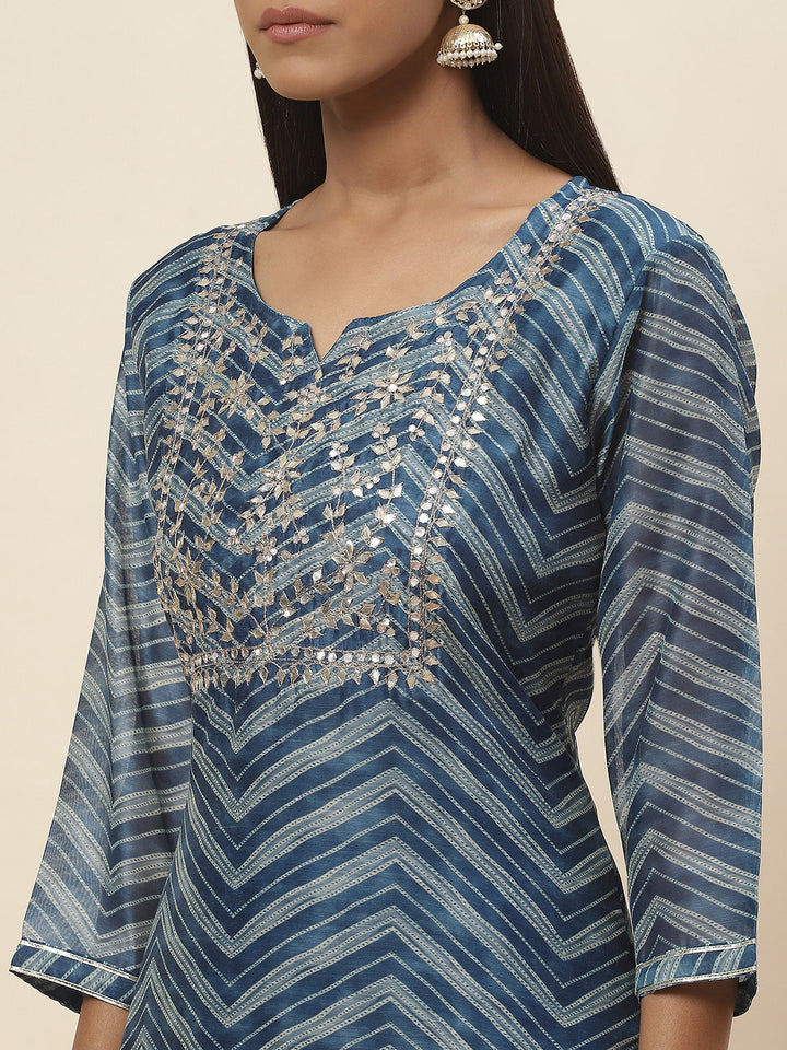 Printed Printed Chanderi Kurta With Pants