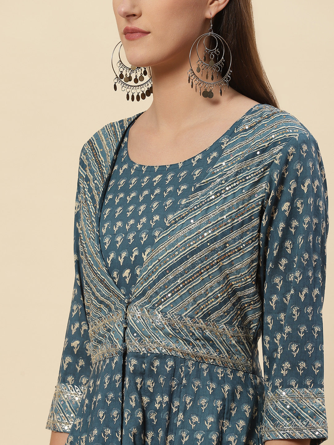 Printed Cotton Kurta With Jacket