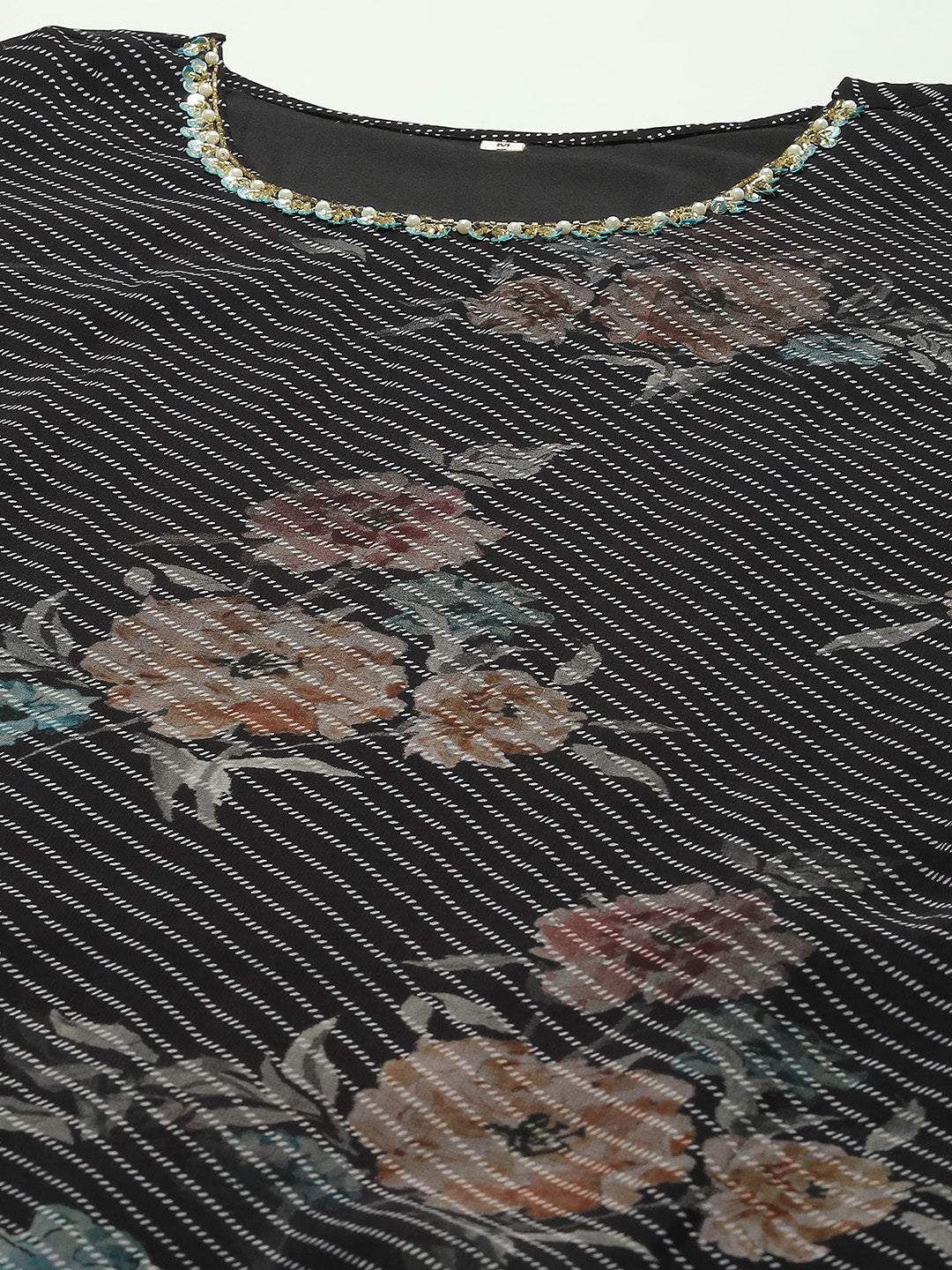 Floral Printed Georgette Kurta With Pants & Dupatta