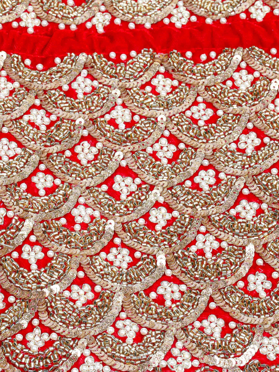 Golden Sequin &amp; Pearl Embroidered Potli Bag