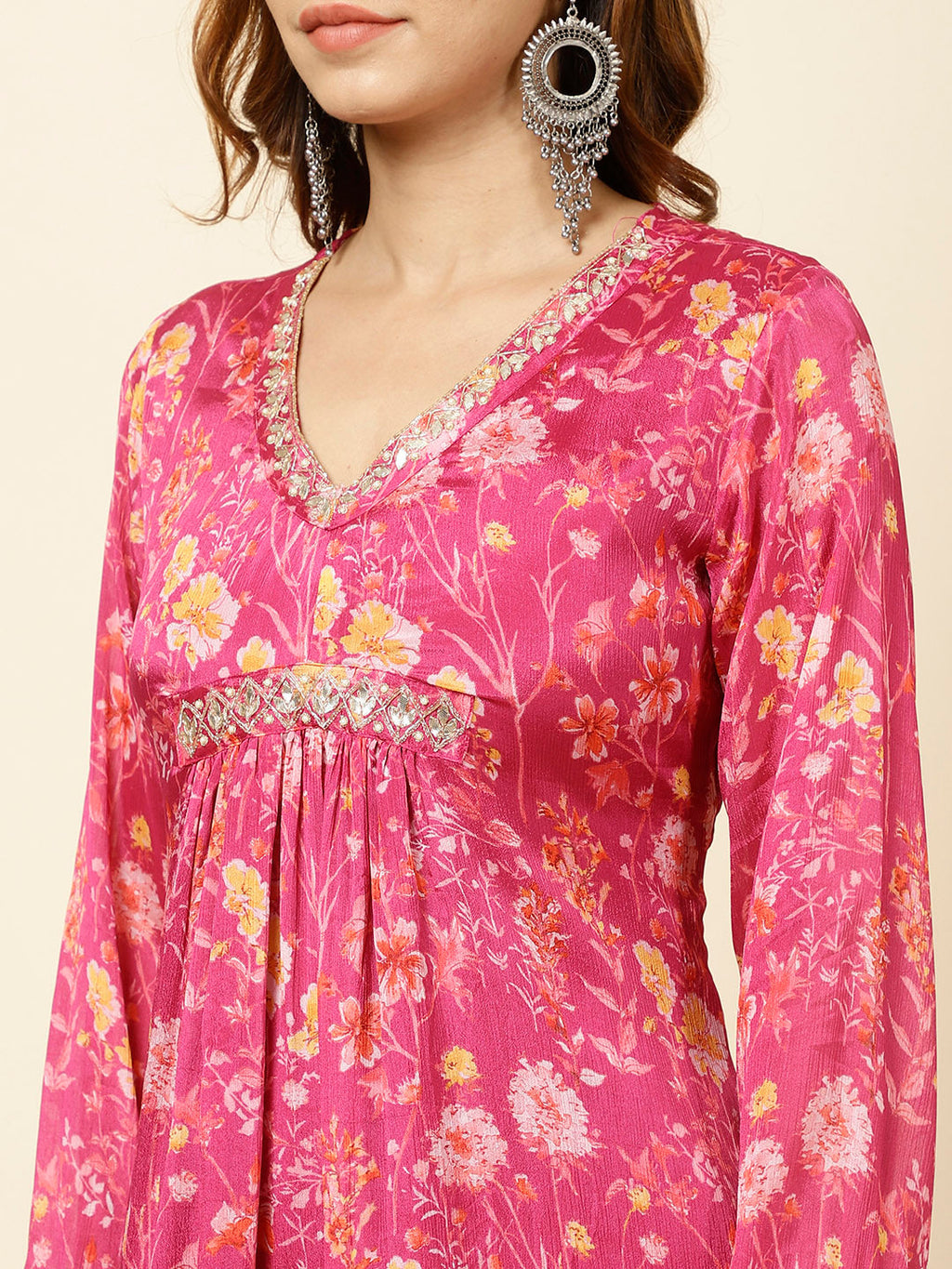 Printed Chinnon Kurta With Pants