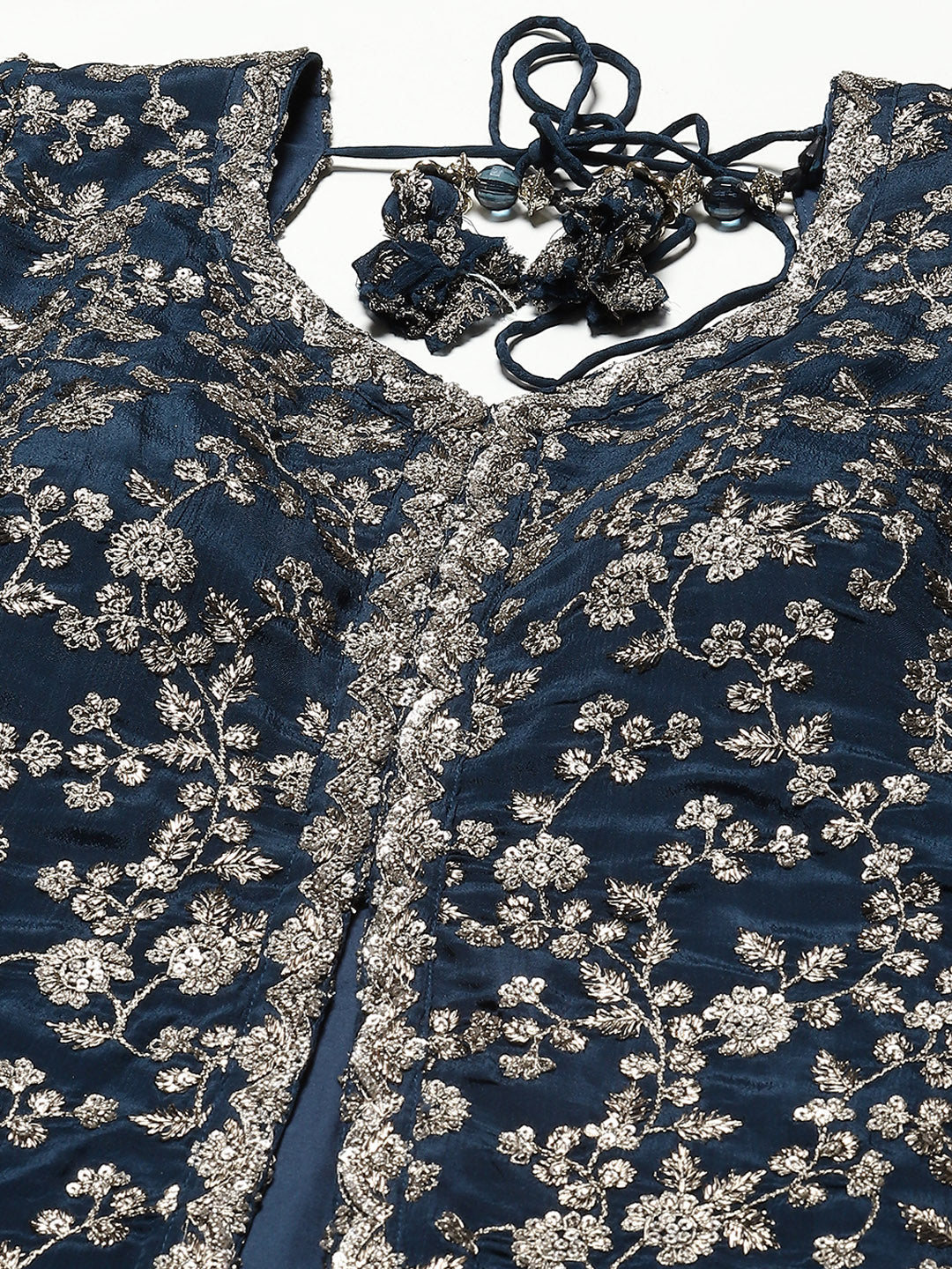 Sequin Zari Embroidered Georgette Choli With Lehenga &amp; Dupatta