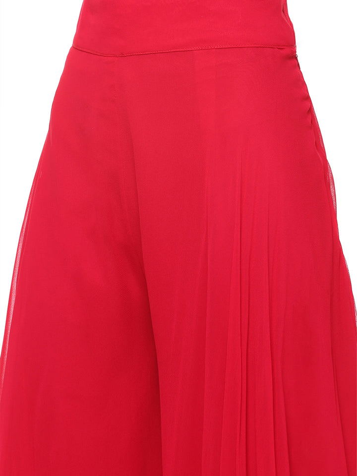 Sequin Work Georgette Kurta With Palazzo &amp; Net Dupatta
