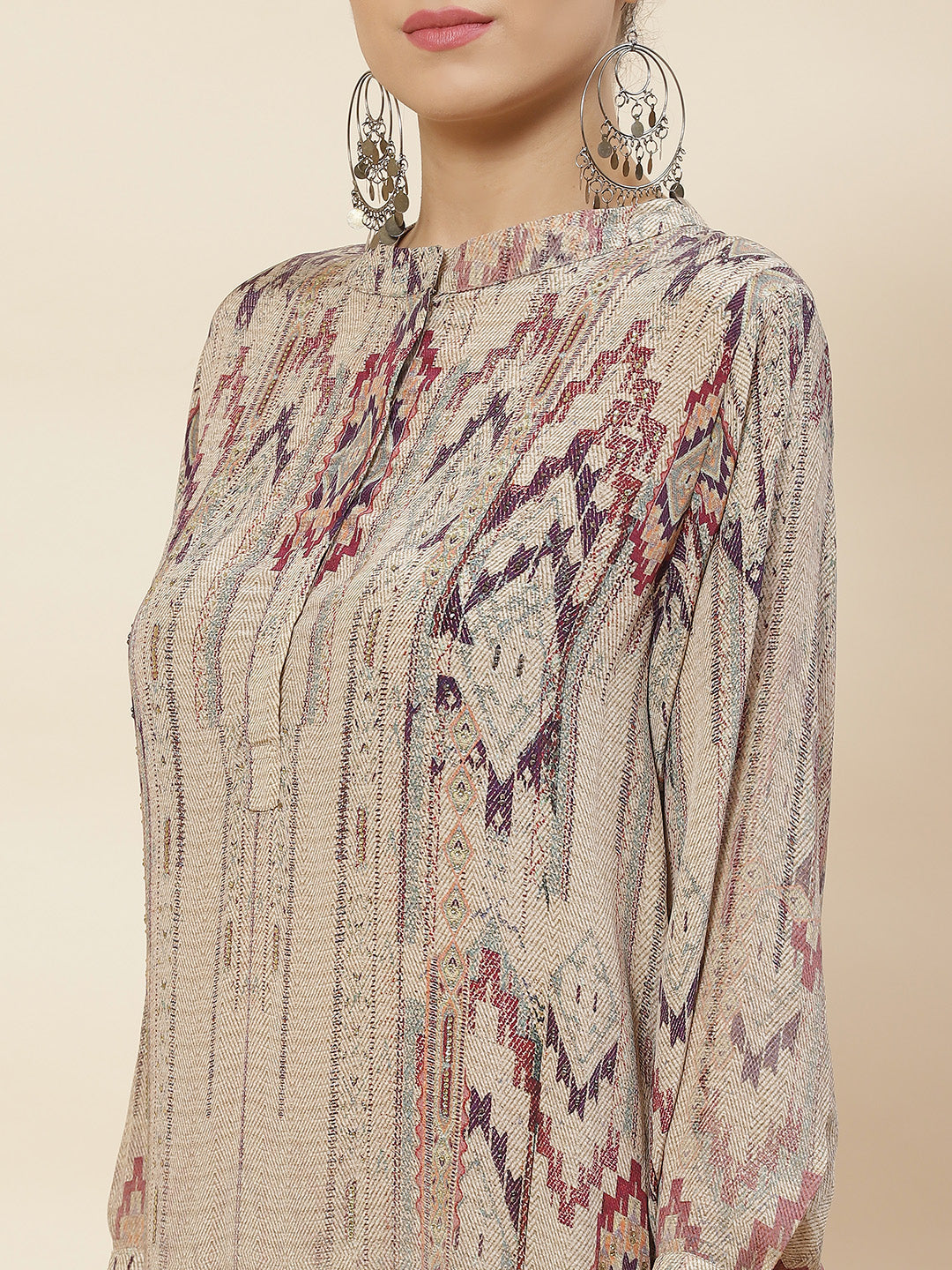 Printed Crepe Kurta With Pants