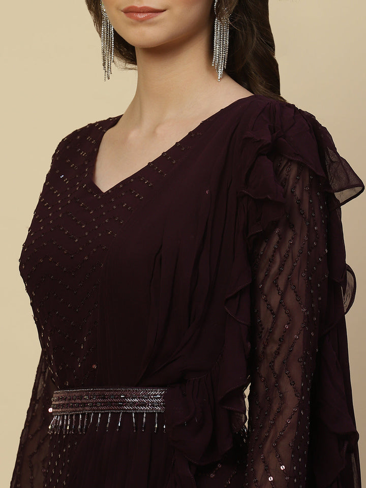 Sequin Georgette Gown Dress