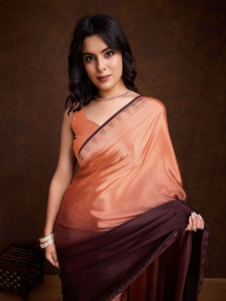 Embroidered Chinon Saree