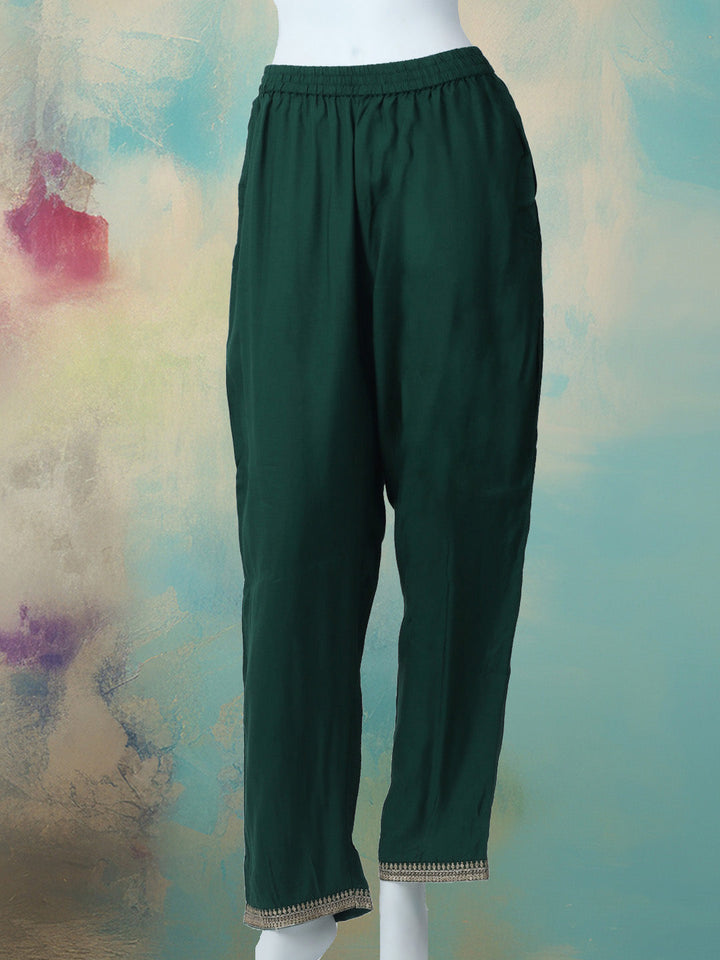 Embroidered Art Silk Kurta With Pant &amp; Dupatta