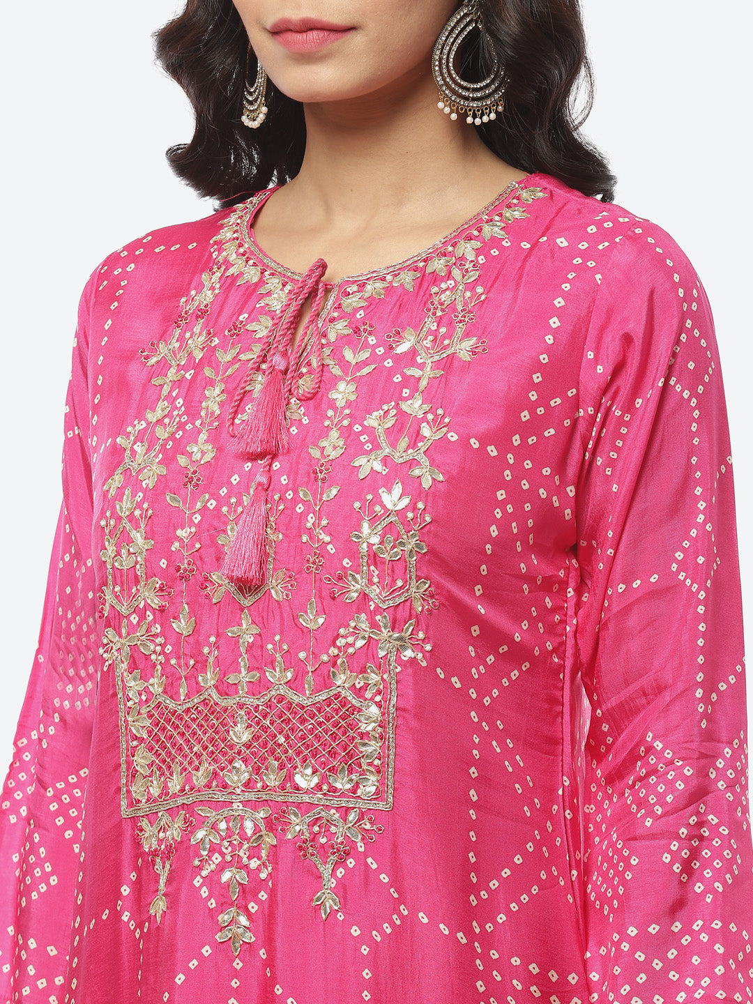 Gota Work Art Handloom Stitched Salwar Kameez With Chiffon Dupatta