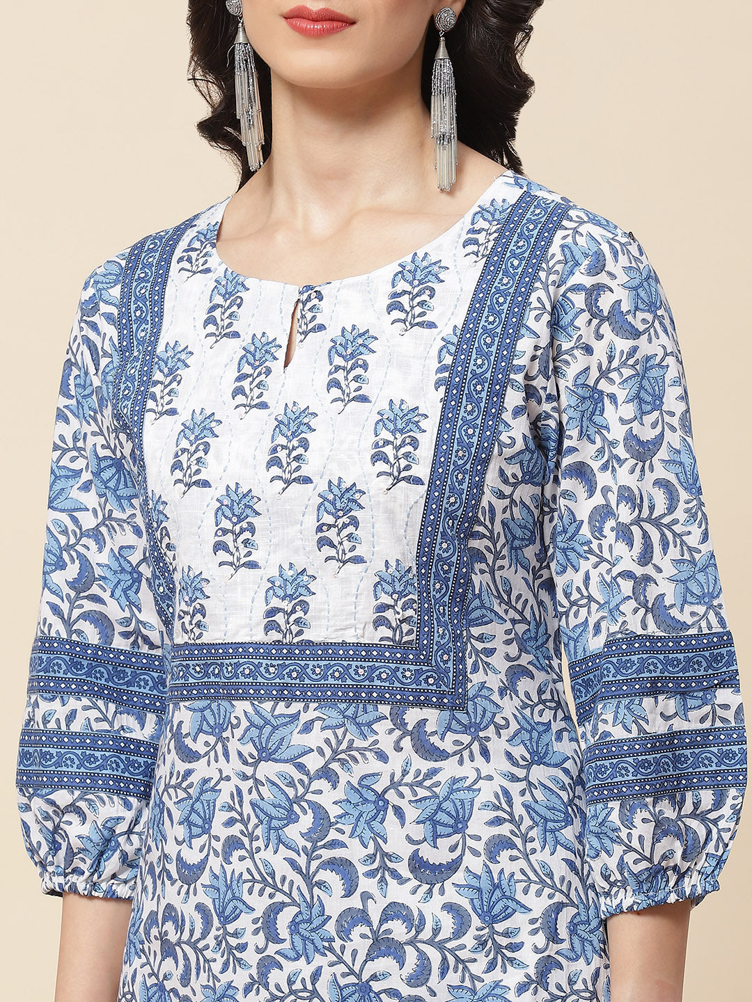Floral Printed Cotton Kurta With Pants