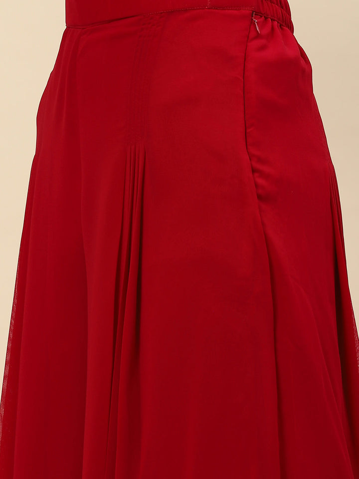 Sequin Embroidered Georgette Kurta With Palazzo &amp; Dupatta